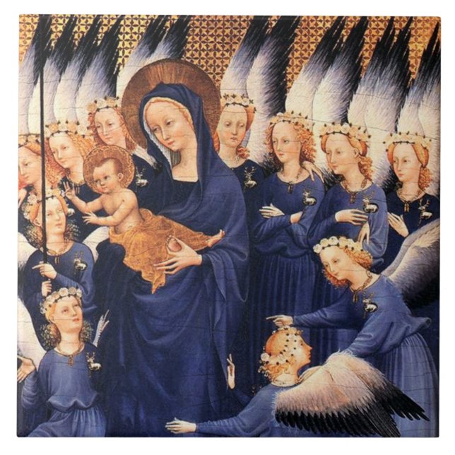 VIRGEM COM FILHO E ÂNGULOS Díptico Medieval (Frente)