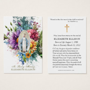 Virgem Floral Mary Floral Funeral Prayer Card