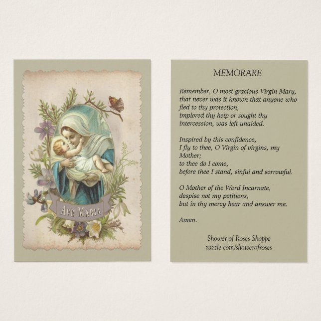 Virgem Maria com Memória de Jesus Bebê Santa (Frente & Verso)