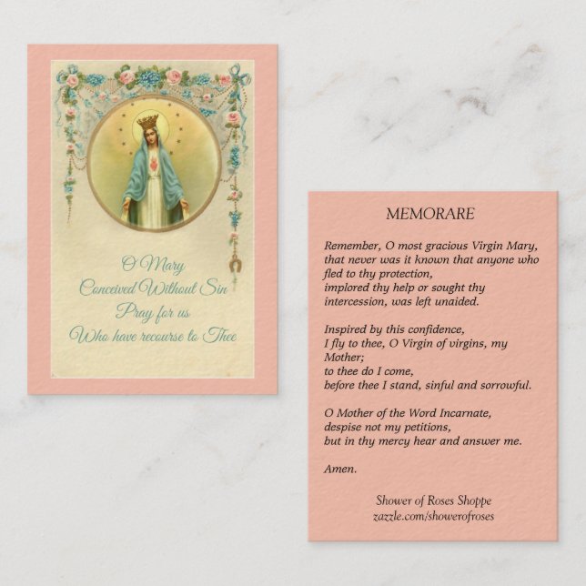 Virgem Maria com o cartão santamente floral de (Frente/Verso)