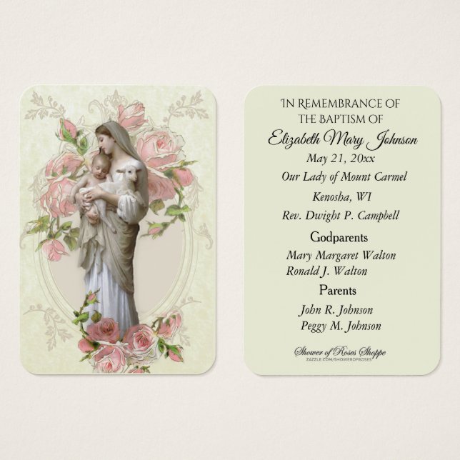 Virgem Maria Jesus Baptismo Religioso (Frente & Verso)