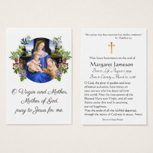 Virgem Maria Memorial Funeral Católico Santa Carte
