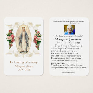 Virgem Maria Memorial Funeral Católico Santa Carte
