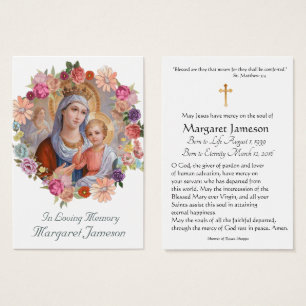 Virgem Maria Memorial Funeral Católico Santa Carte