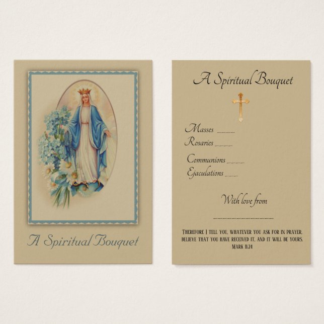 Virgem Maria Oração Espiritual de Buquê Santa (Frente & Verso)