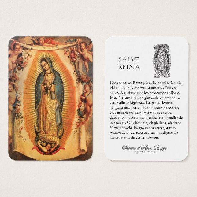 Virgem Maria Salve Reina Espanhola Oração Santa (Frente & Verso)