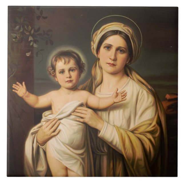 Virgem Maria segurando o menino Jesus (Frente)