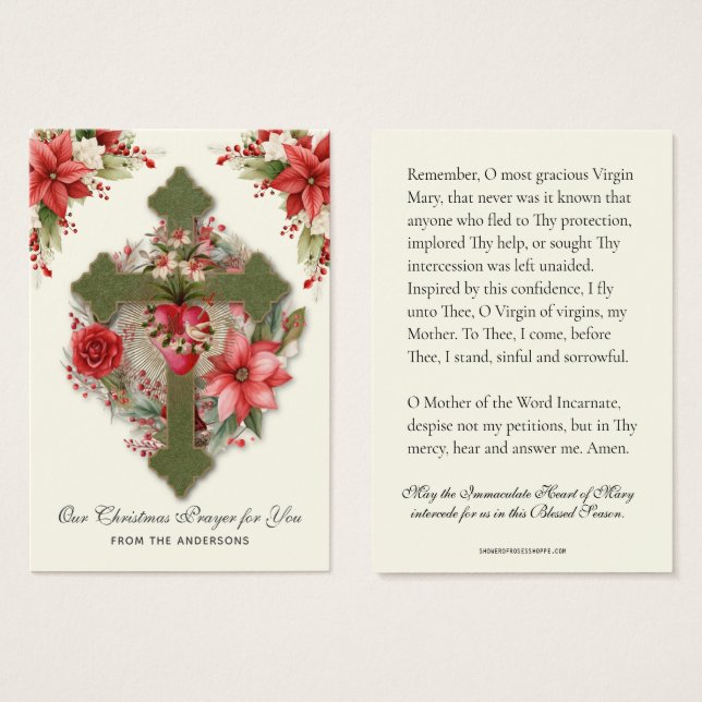 Virgem Natal Mary Memare Prayer Poinsettia (Frente & Verso)