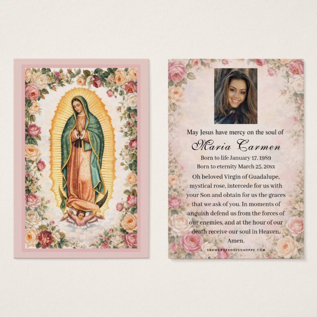 Virgem Religiosa Maria Guadalupe Funeral Católico (Frente & Verso)