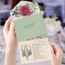 Virgem Religiosa Maria Rosa vermelha Postalette