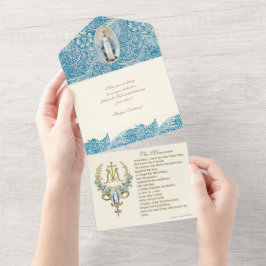 Virgem Religiosa Mary Aniversário Azul Vintage All