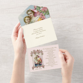 Virgem Religiosa Mary Blue Floral Aniversário