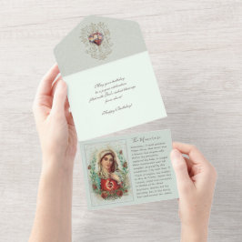 Virgem Religiosa Mary Floral Vintage Aniversário 