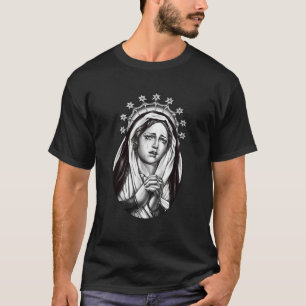Virgem Vintage Mary Tatuagem Cristã Camisa T