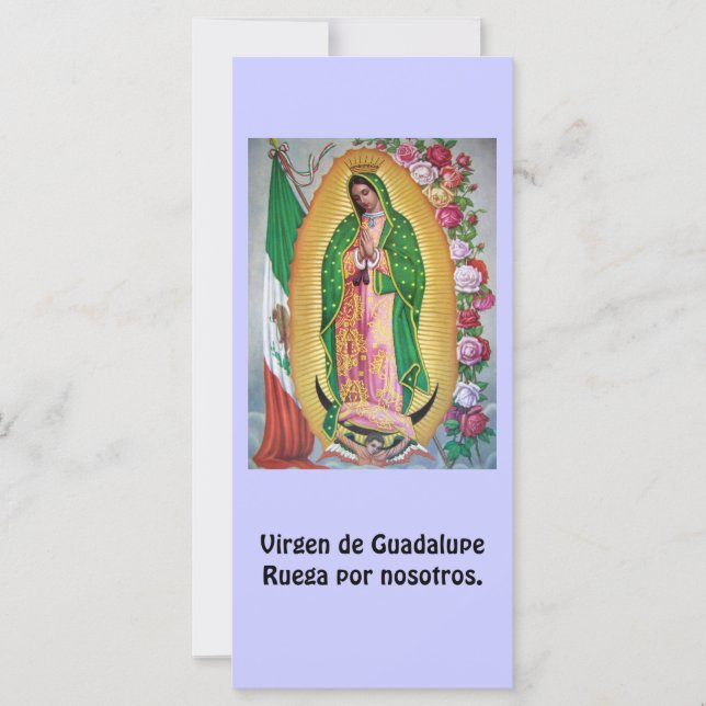Virgen de Guadalupe Cartão de Oração Espanhol (Frente)