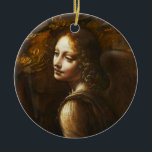 Virgin de da Vinci do ornamento do anjo das rochas<br><div class="desc">Virgin de Leonardo da Vinci do ornamento do anjo das rochas. Pintura a óleo nas canvas 1495-1508. Da Vinci criou dois Madonna diferentes das pinturas das rochas durante sua carreira. Este trabalho caracteriza a Virgem Maria que senta-se com o Jesus infantil e o John The Baptist infantil como olhares fêmeas...</div>