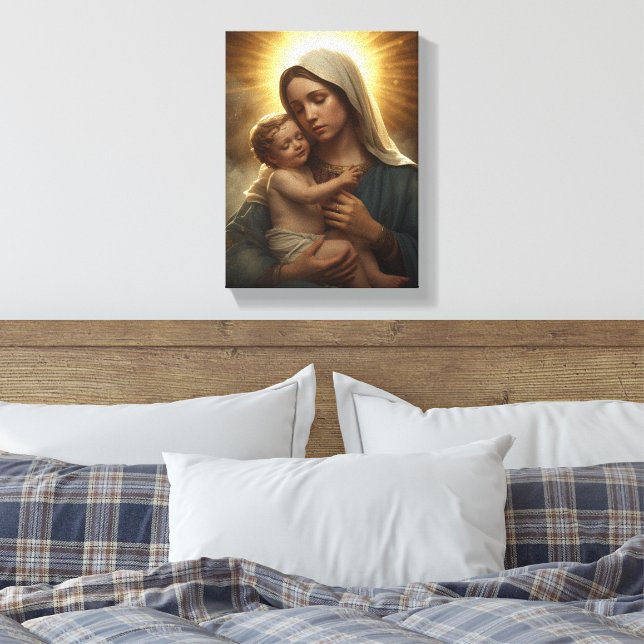 Virgin Mary and Child Jesus Stretched Canvas Print (Insitu(Quarto))