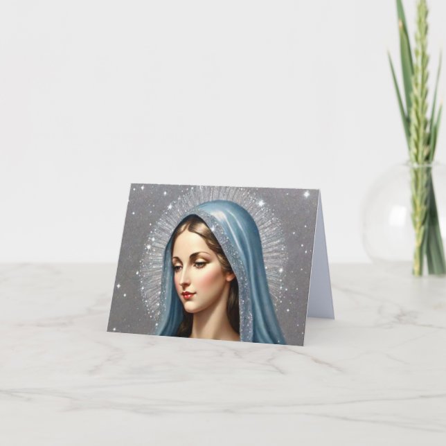 Virgin Mary Dobrou o Cartão de Saudação (Frente)