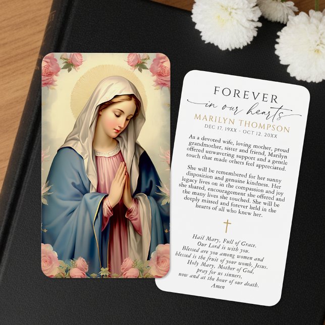 Virgin Mary Hail Mary Memorial Prayer Cards (Criador carregado)