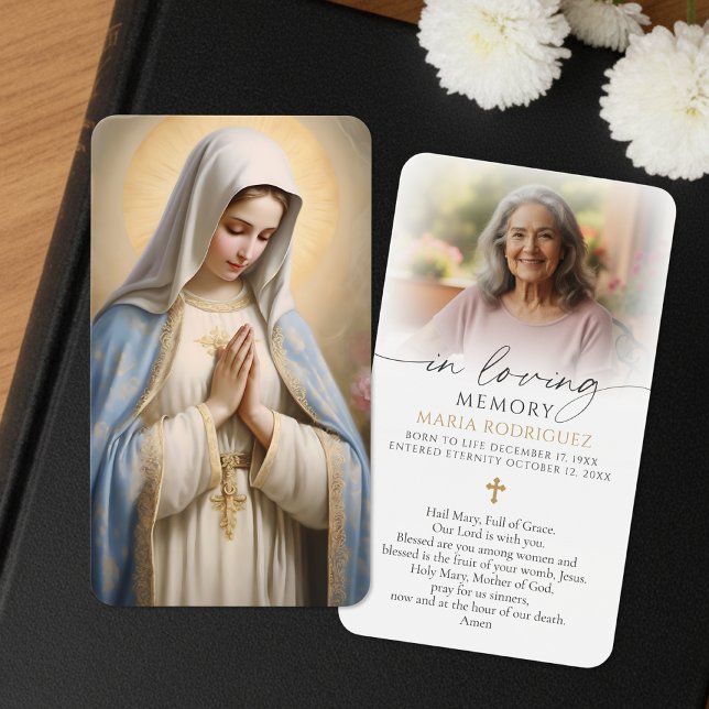 Virgin Mary Hail Mary Photo Funeral Prayer Cards (Criador carregado)