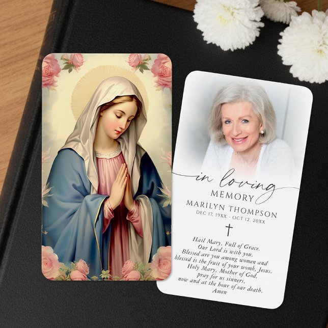Virgin Mary Hail Mary Photo Memorial Prayer Cards (Criador carregado)