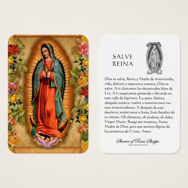 Virgin Mary Salve Reina Spanish Prayer Holy Card (Frente & Verso)