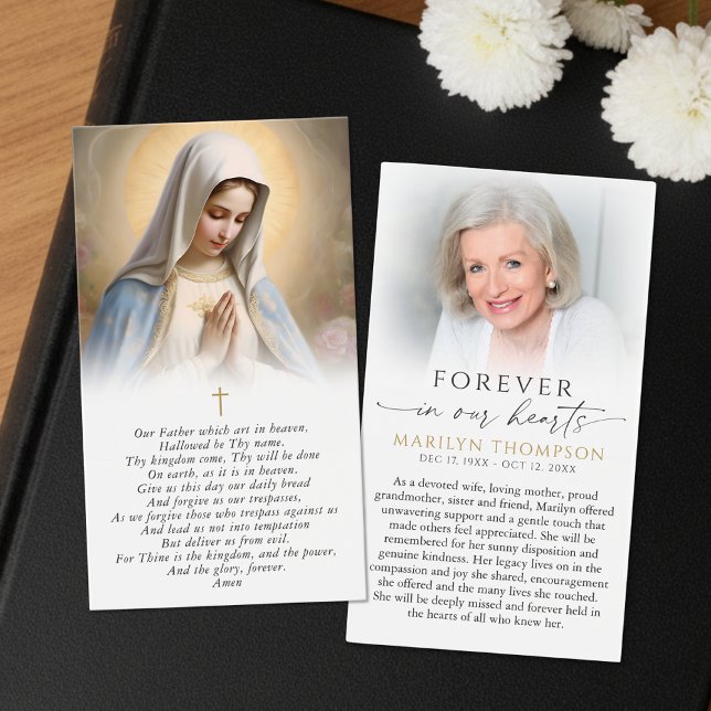 Virgin Mary The Lord's Prayer Photo Sympathy Cards (Criador carregado)