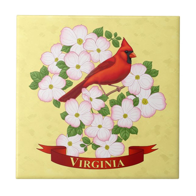 Virginia State Cardinal Bird e Dogwood Flower (Frente)