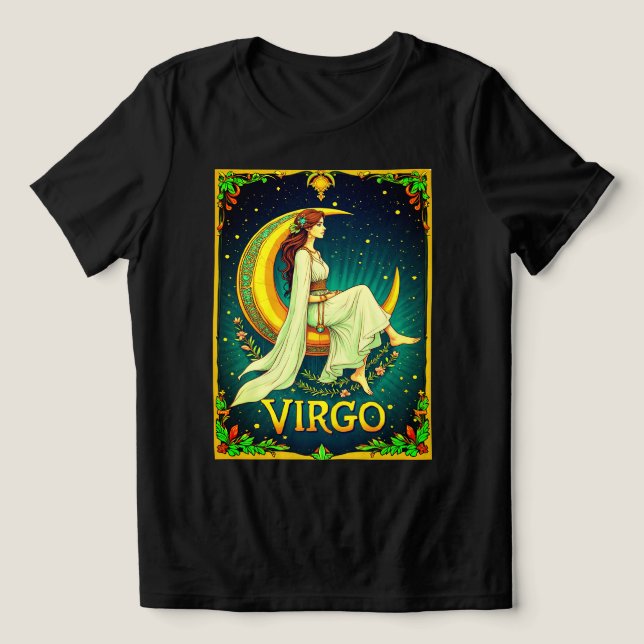 Virgo Maiden Sentado na Lua Crescente (Design frontal)