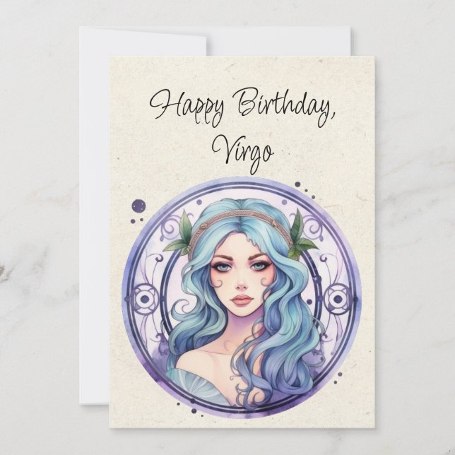 Virgo Maiden Zodiac Watercolor - Cartão Plano de A (Frente)