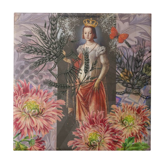 Virgo Mulher Retrato Antiquado Rico Colorido (Frente)