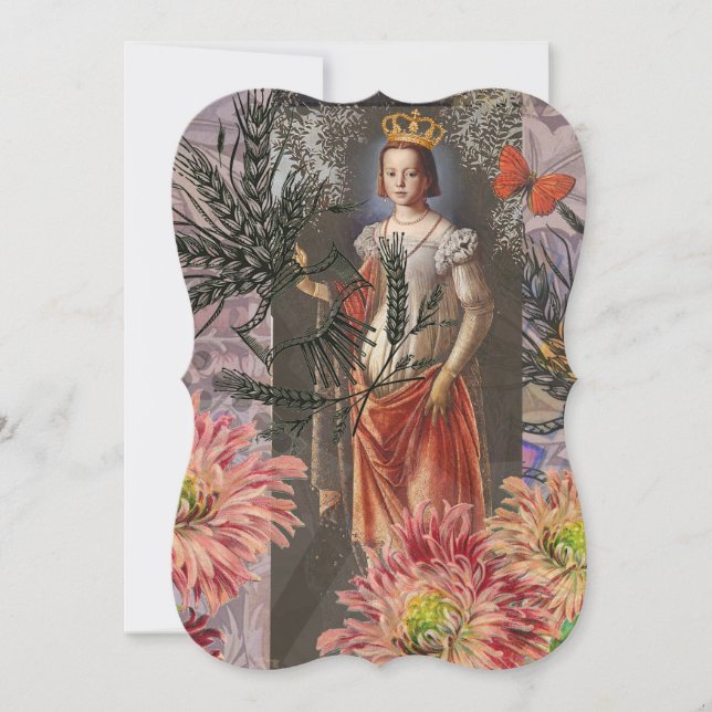 Virgo Mulher Retrato Antiquado Rico Colorido (Frente)