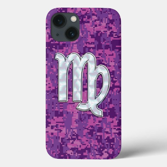 Virgo Zodiac Sign on Fuchsia Digital Camouglage (Verso)