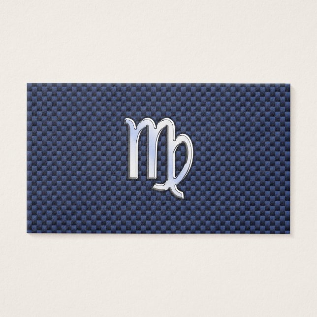 Virgo Zodiac Sign on Navy Blue Carbon Fiber Print (Frente)