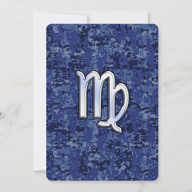 Virgo Zodiac - Sinal no Marinho Blue Digital Camo (Frente)