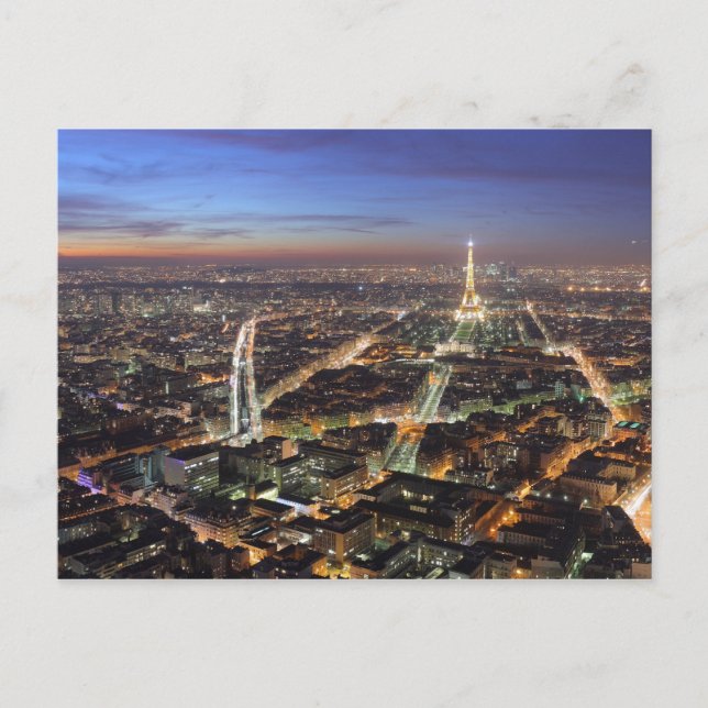Visão de Paris à Noite Cartão Postal (Frente)