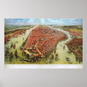 Visão de Pássaro de Manhattan, Impressão Bachmann 