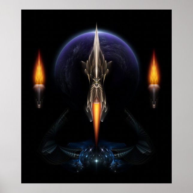 Visão De Voo Na Poster De Parede De Arte Fractal P (Frente)