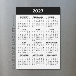 Visão do Ano Completo 2027 Calendário Magnético Pr