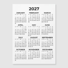 Visão do Ano Completo 2027 Calendário Magnético Pr