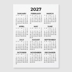 Visão do Ano Completo 2027 Calendário Magnético Pr