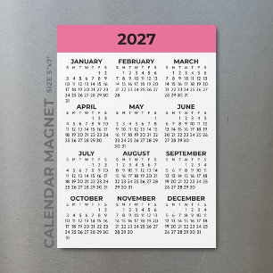 Visão do Ano Completo 2027 Calendário Magnético Ro