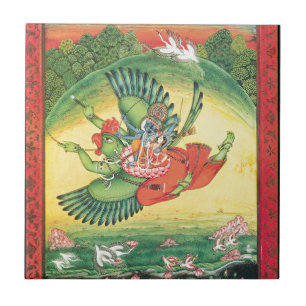 Vishnu e Lakshmi que montam Garuda, o excelente