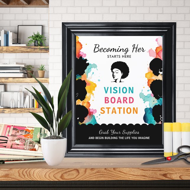 Vision Board Station Party Sign (Criador carregado)