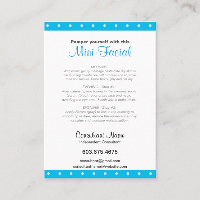 Visita 3,5" x 2,5" - cartão de instrução Mini-Facial (Frente)