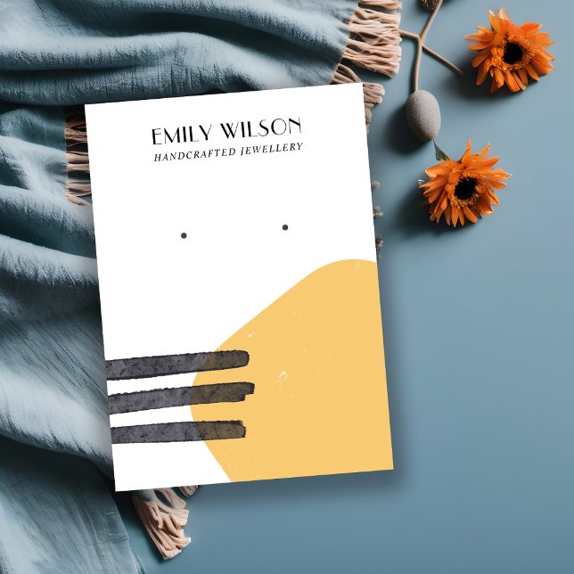 VISITA ABSTRATO AMARELO FORMAS ESTUDAR CARTÃO DE EXIBIÇÃO (Criador carregado)