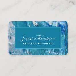 Visita Abstrato de Arte Azul Moderno, Arredondar Cartão d