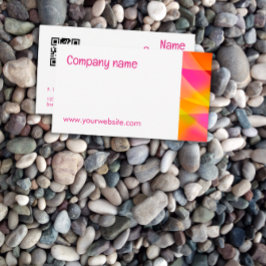 Visita Abstrato laranja amarelo fuchsia QR Cartão de visi