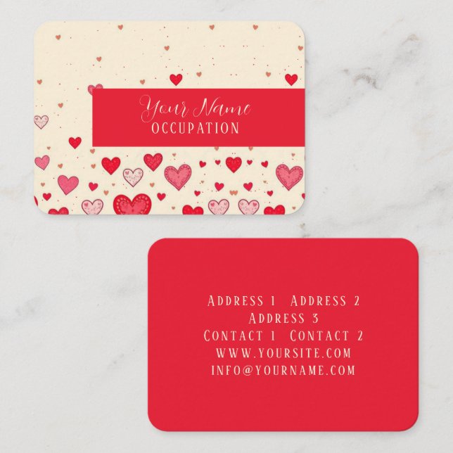 Visita Amor, Corações, Namorados, Casamento - Cartão de v (Frente/Verso)