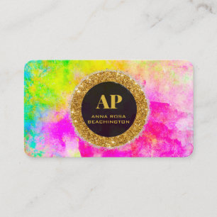 Visita *~AP93 Neon Rainbow BOLD Abstrato QR Cartão de vis